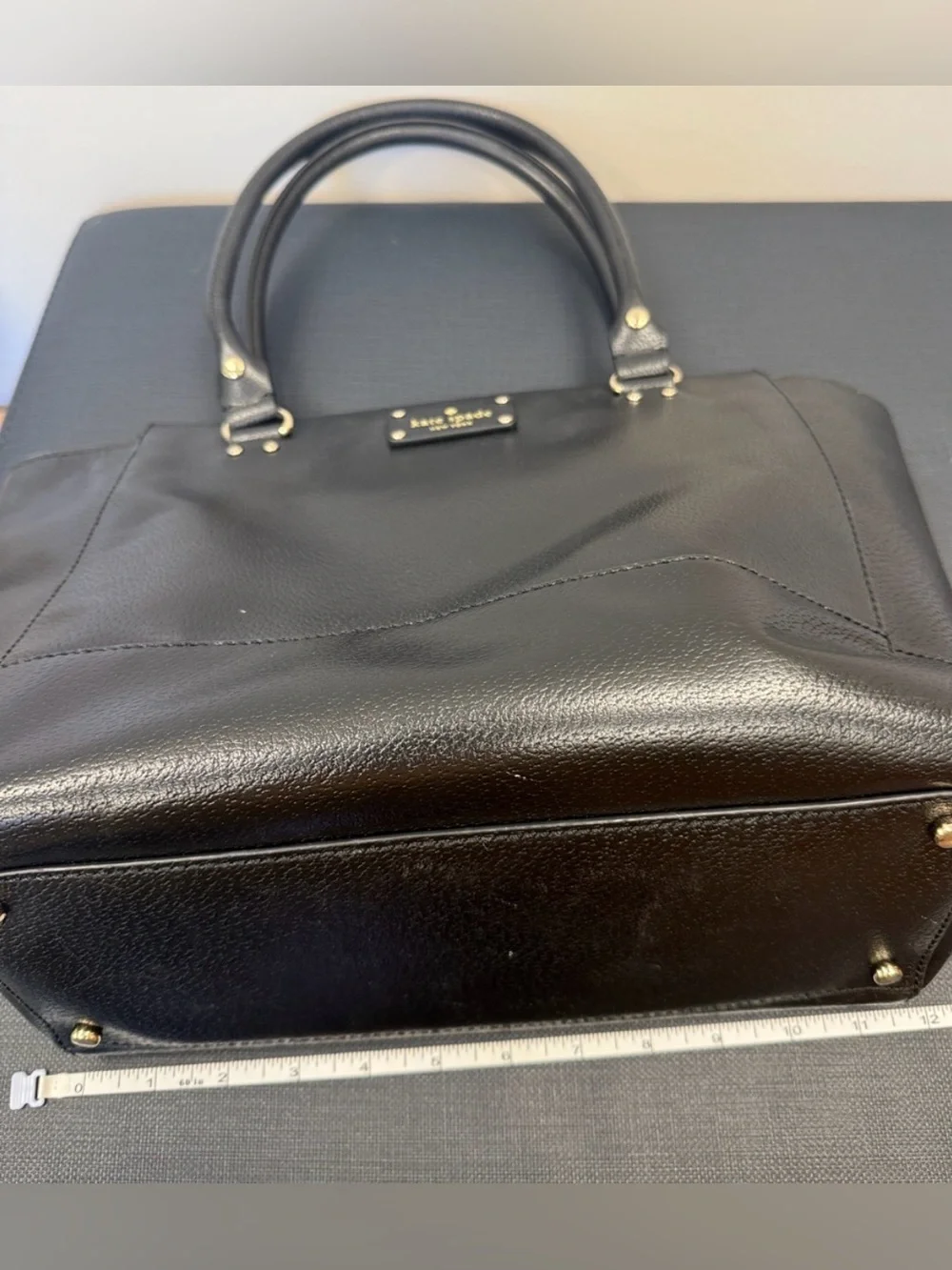 Kate Spade black leather Wellesley Satchel Purse